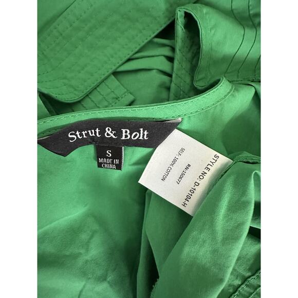 Strut&bolt PURE ENCHANTMENT GREEN 100% COTTON MIDI DRESS - Picture 13 of 14